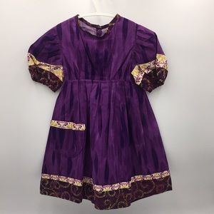 Toddler Girls Bohemian Hippie Hand Sewn Summer Dress Purple Green Yellow Size 2T